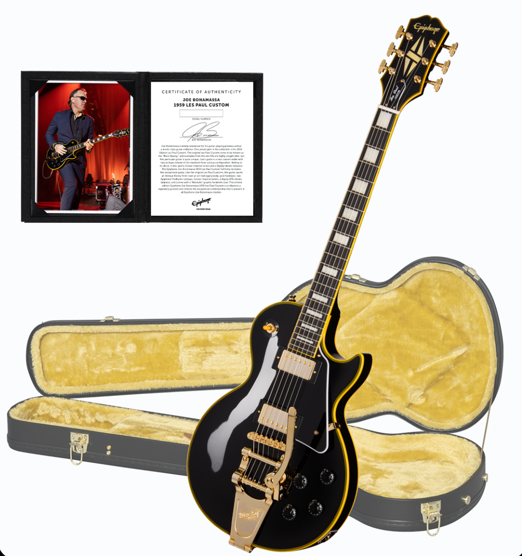 2025 Joe Bonamassa ’59 Epiphone Les Paul Custom in Antique Ebony w/Case - Includes Two Meet & Greets