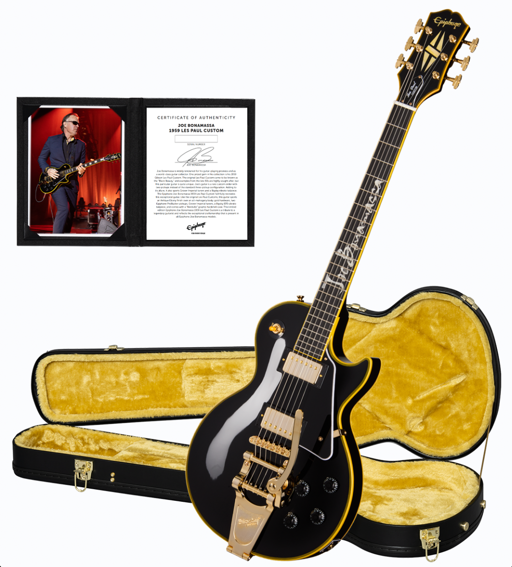 2025 Joe Bonamassa ’59 Epiphone Les Paul Custom in Antique Ebony - Custom Inlay w/Case - Limited to 300 pcs - Includes Two Meet & Greets