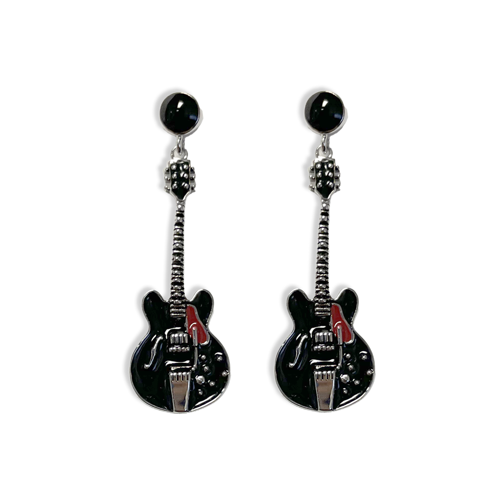 Black ES Guitar Earrings