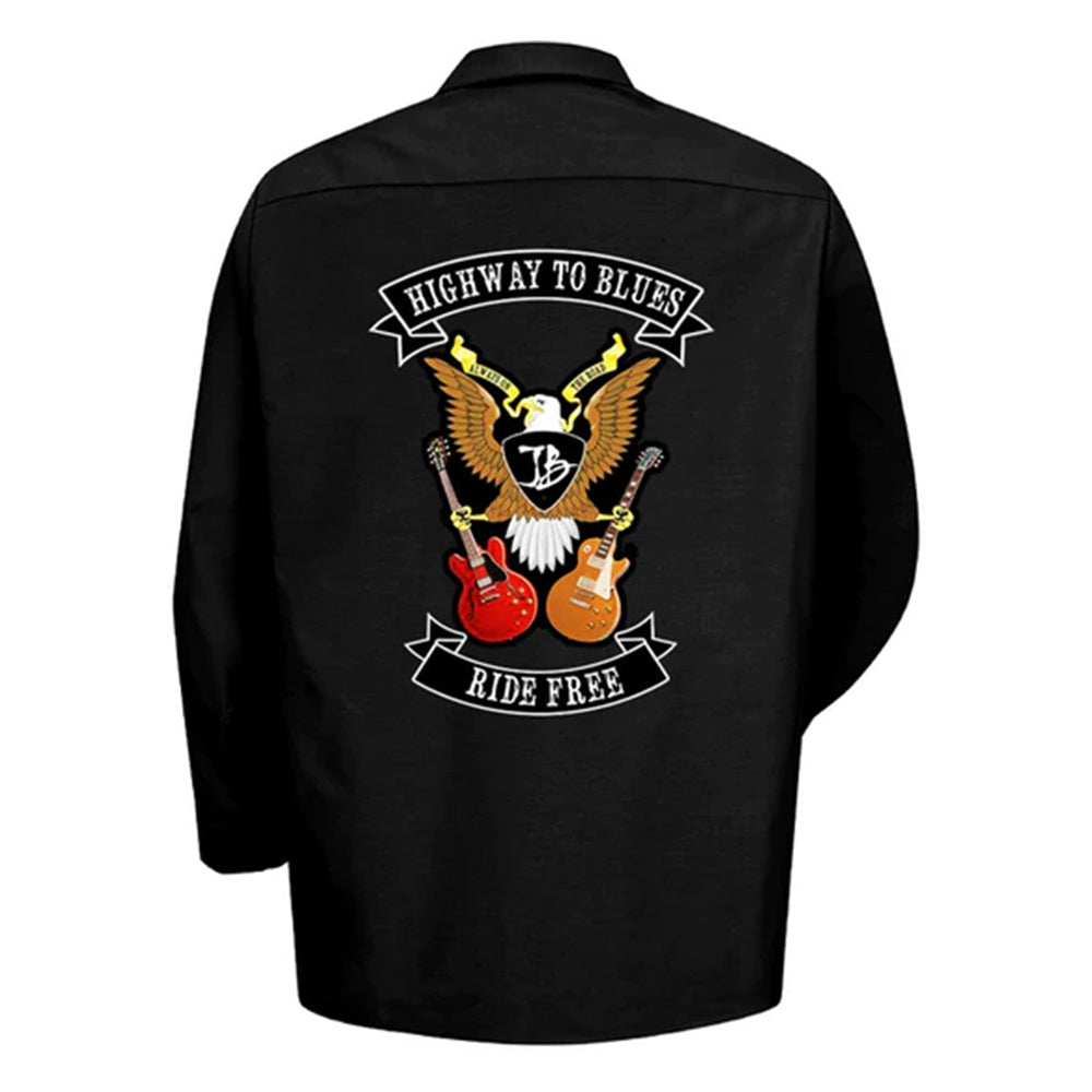 Highway to Blues Back Patch - Dickies Long Sleeve Work Shirt (Men)