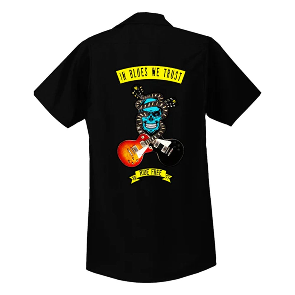 In Blues We Trust Back Patch - Dickies Short Sleeve Work Shirt (Men)