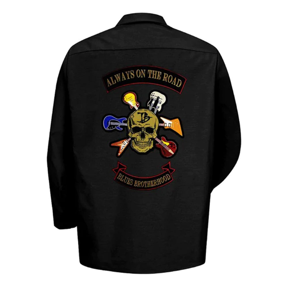 Blues Brotherhood Back Patch - Dickies Long Sleeve Work Shirt (Men)