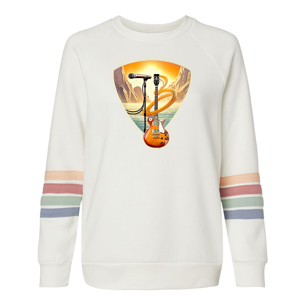 Blues Odyssey Striped Sleeves Crewneck Sweatshirt (Women)
