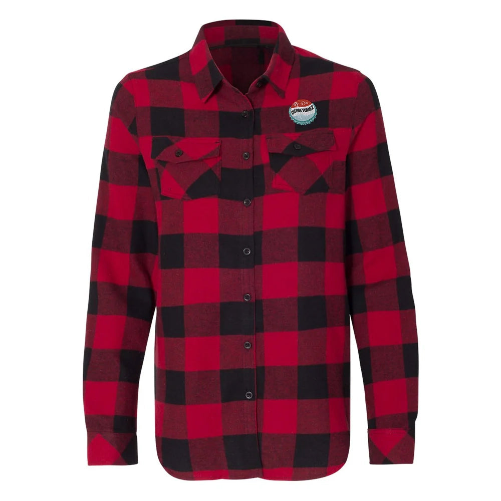 Clean Tonez Bottle Cap Long Sleeve Flannel Shirt (Women)