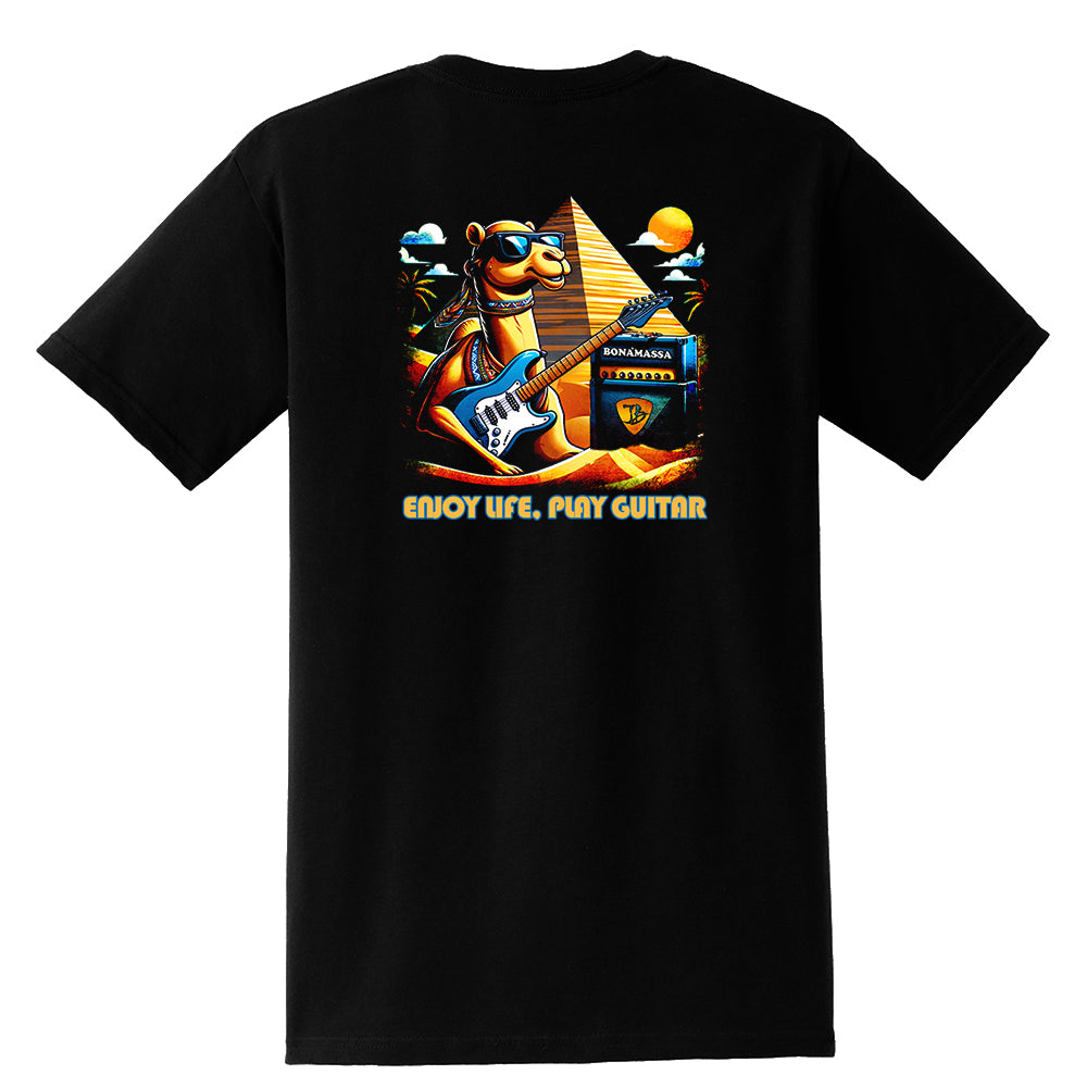Enjoy Life, Play Guitar Camel Pocket T-Shirt (Unisex)