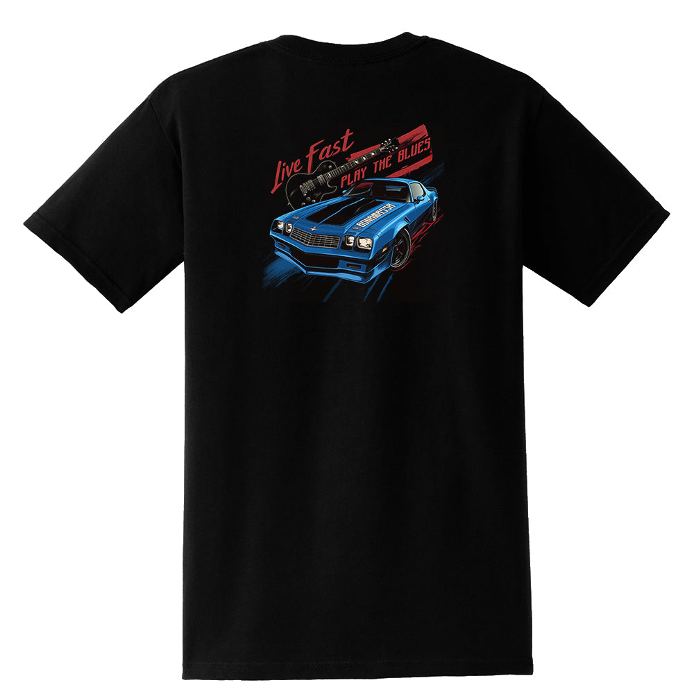 Live Fast, Play The Blues Pocket T-Shirt (Unisex)