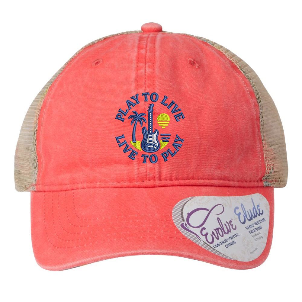 Play To Live Live To Play Washed Mess Hat (Women)