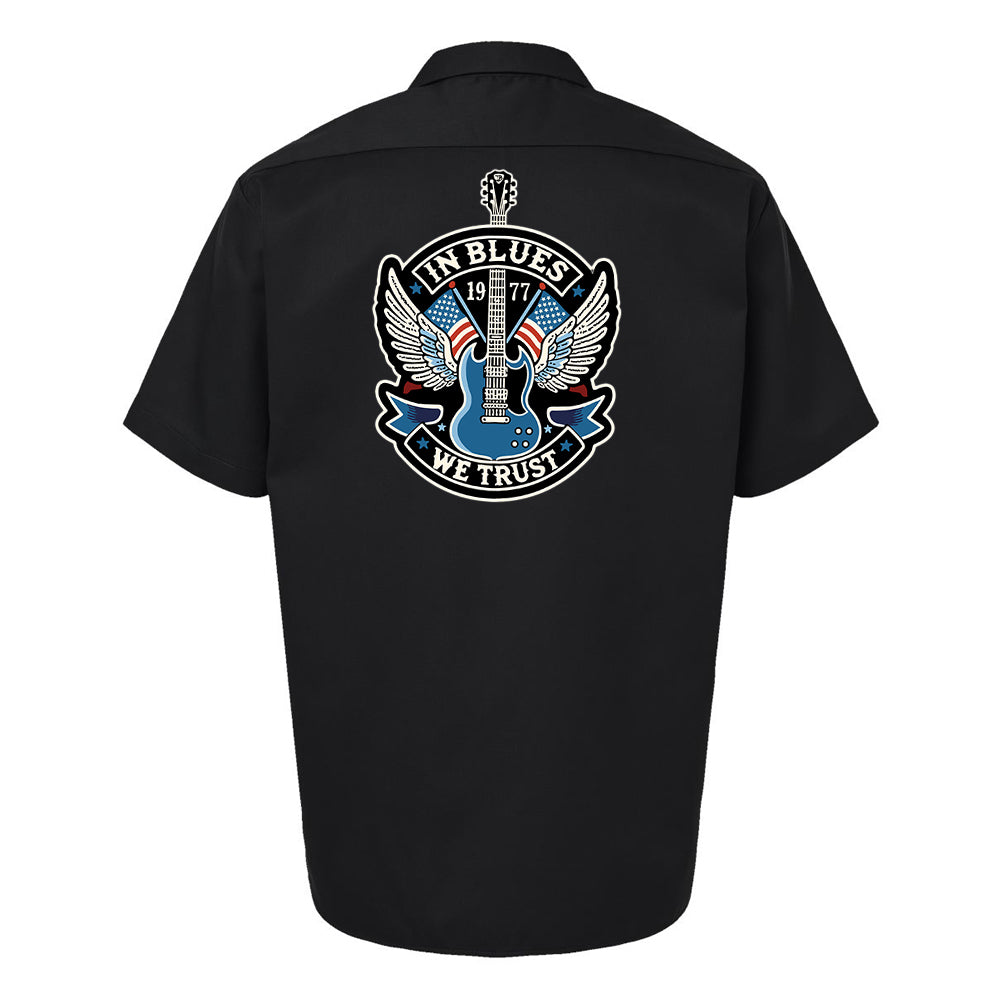 In Blues We Trust SG Guitar Back Patch - Dickies Short Sleeve Work Shirt (Men)