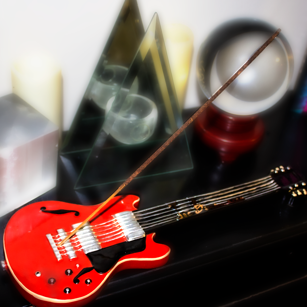 Red Guitar Incense Holder