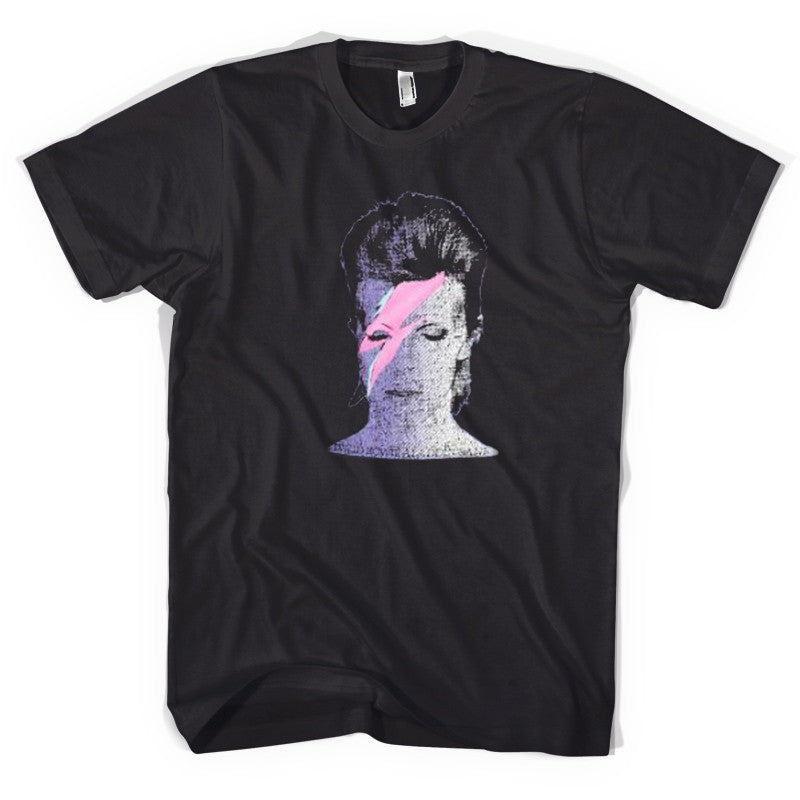 Official David Bowie Aladdin Sane Face T-Shirt – Men's Charcoal Grey Cotton Tee