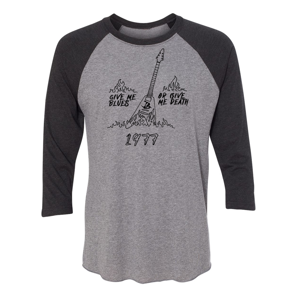 Give Me Blues Or Give Me Death Flying V 3/4 Sleeve T-Shirt (Unisex)
