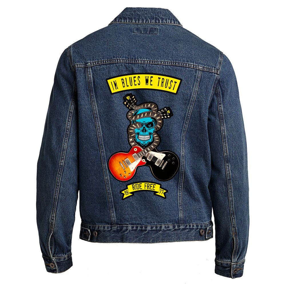 In Blues We Trust Back Patch Port Authority Denim Jacket Men