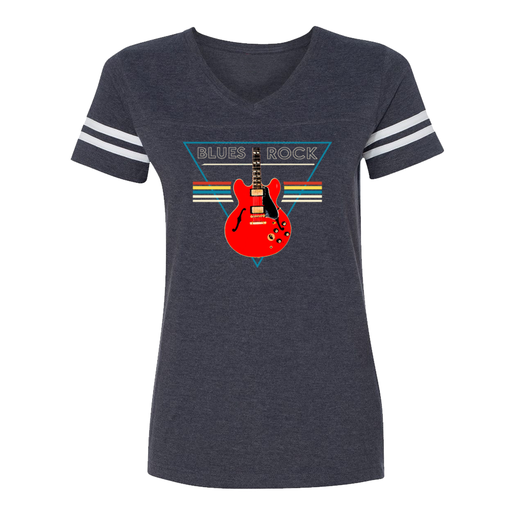 Blues Rock Triangle Retro V-Neck (Women)