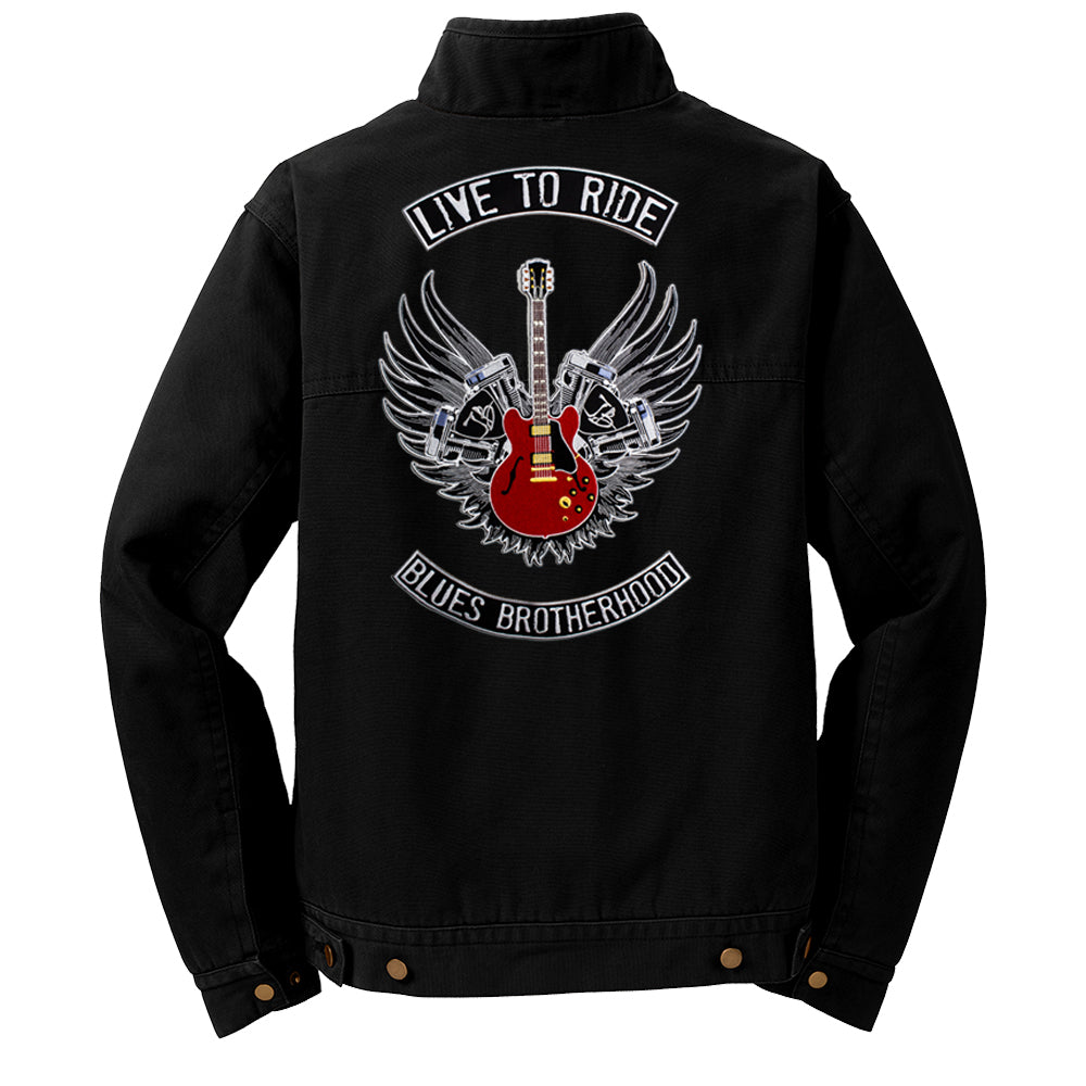 Live to Ride Back Patch - Corner Stone Washed Duck Cloth Flannel Lined Jacket (Men)