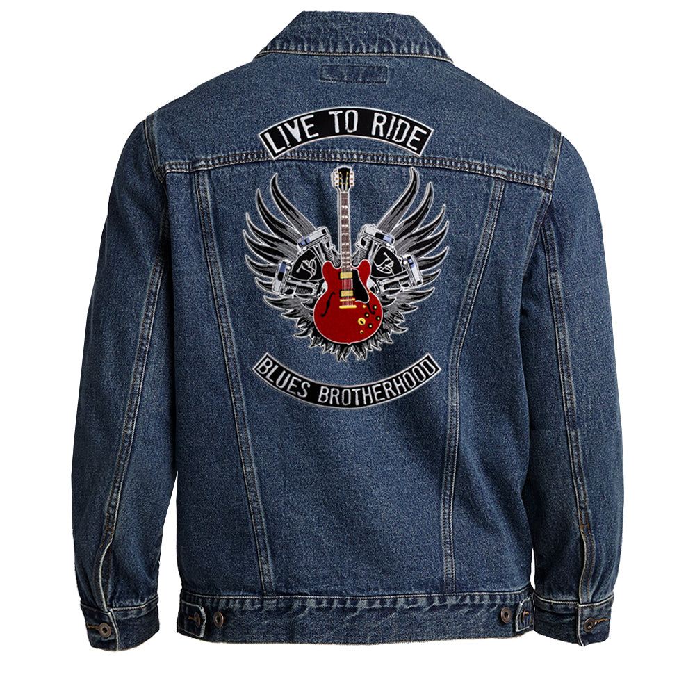 Live to Ride Back Patch - Port Authority Denim Jacket (Men)