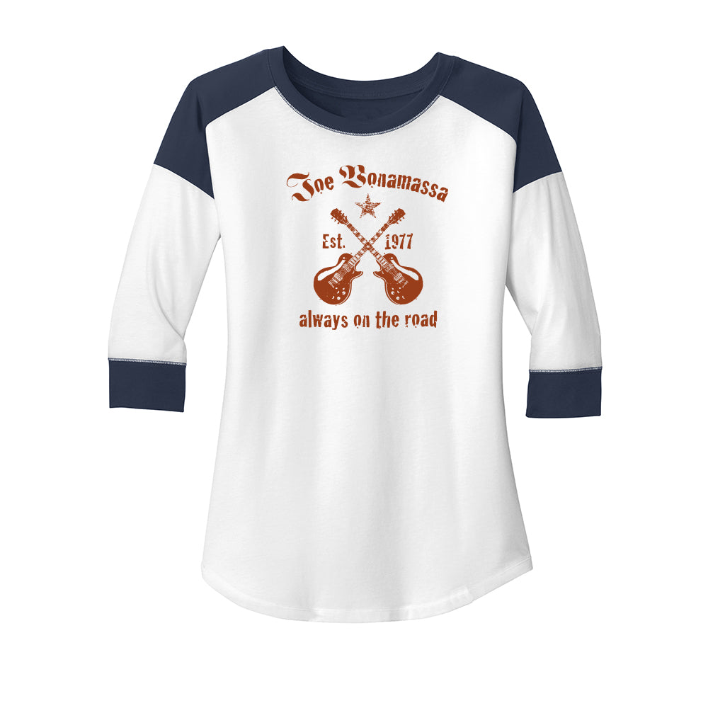 Always on the Road New Era 3/4 Sleeve T-Shirt (Women) - Navy/White