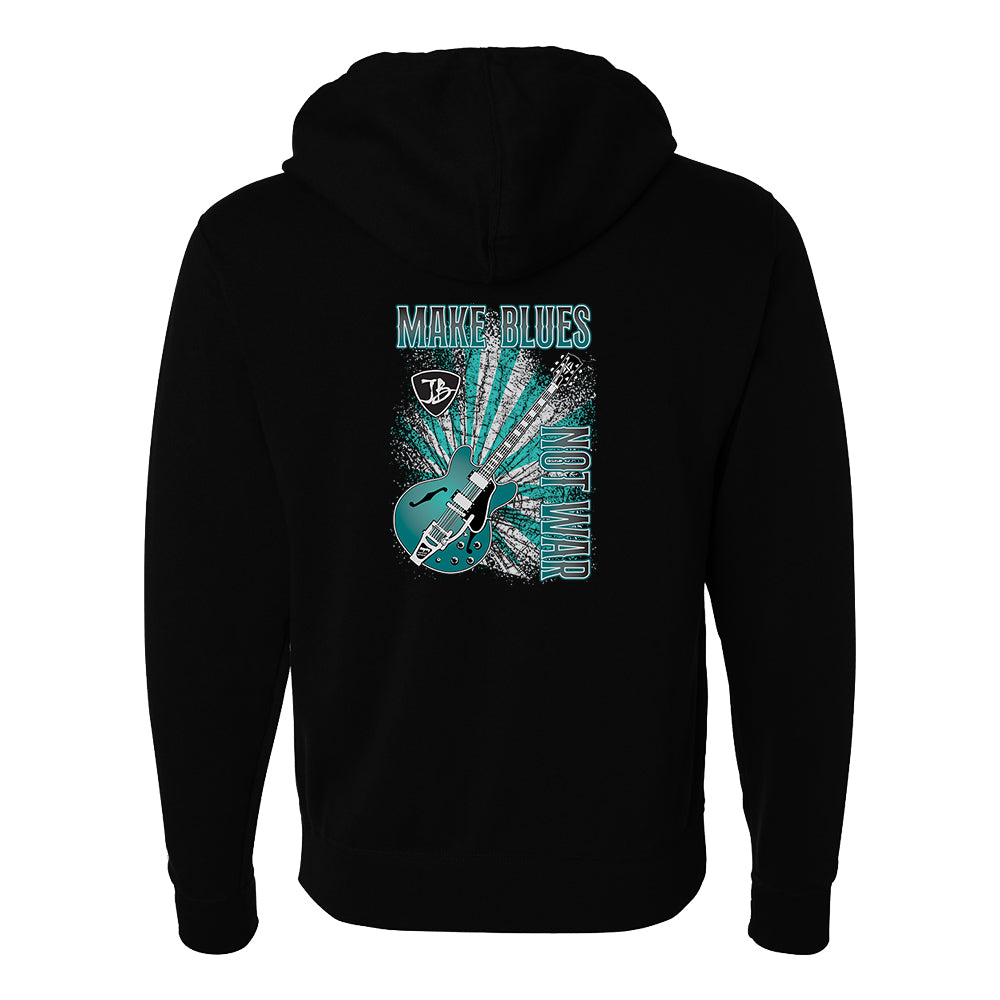 Make Blues Not War Turquoise Zip-Up Hoodie (Unisex)