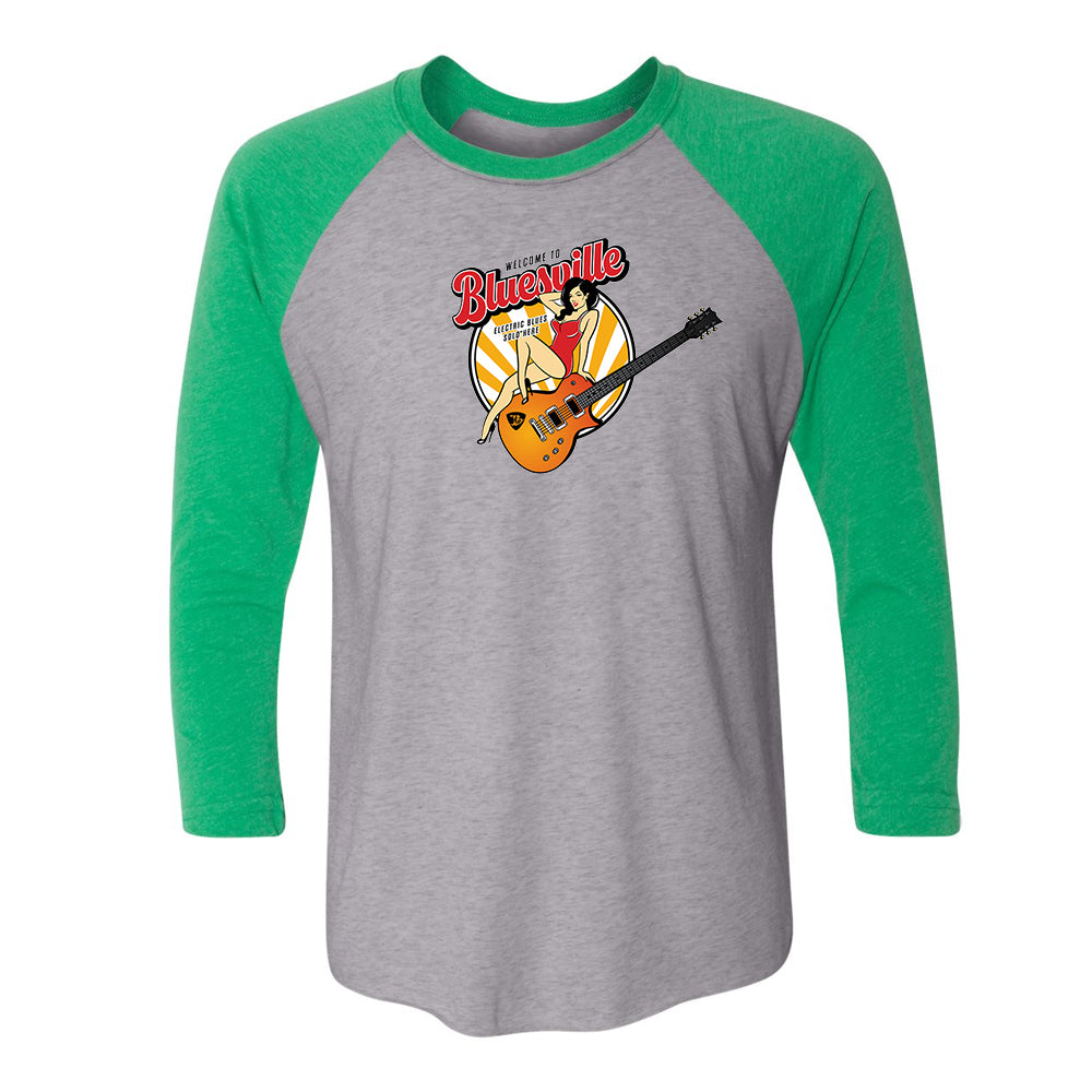 Bluesville Pin Up Girl 3/4 Sleeve T-Shirt (Unisex)