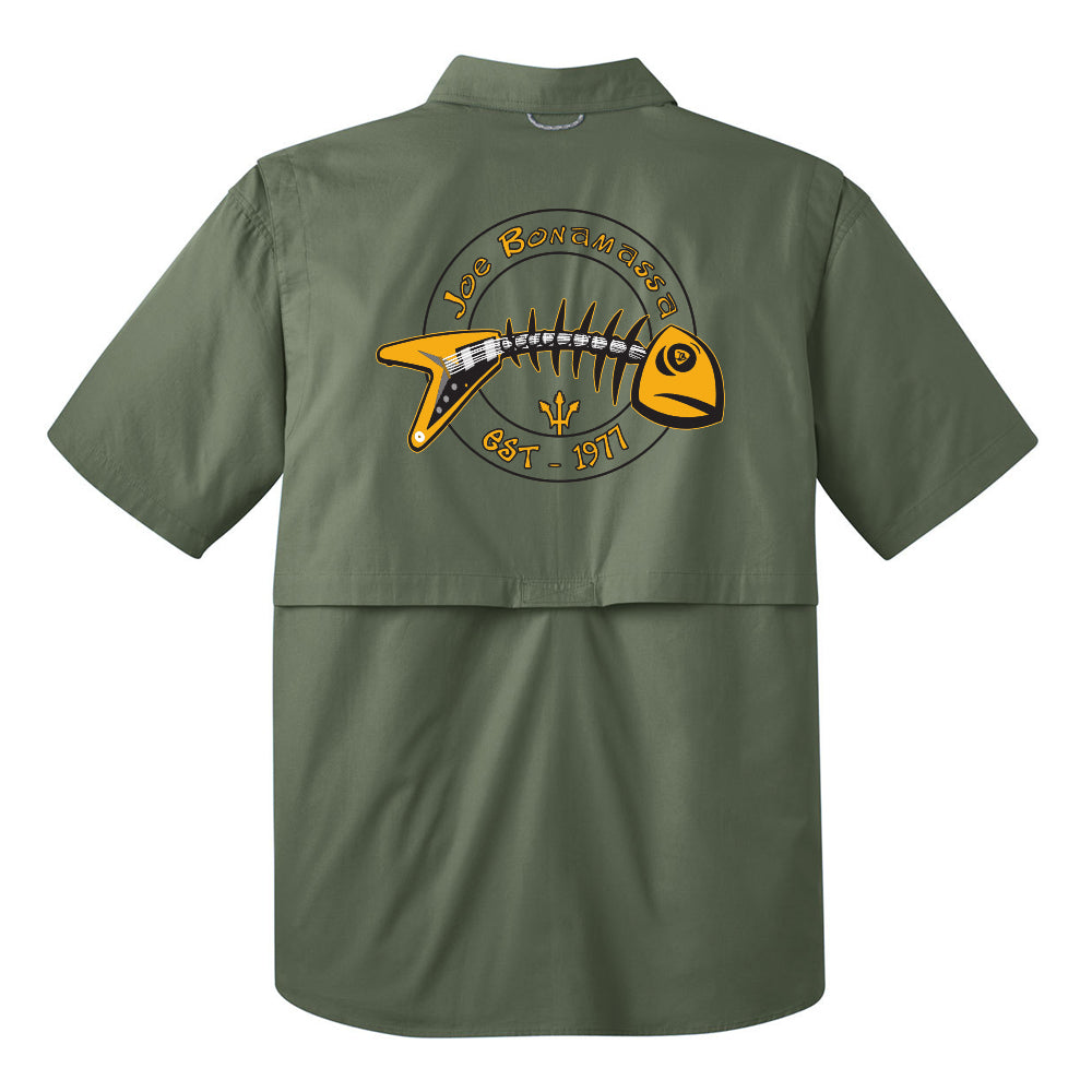Blues to the Bone Eddie Bauer Short Sleeve Fishing Shirt (Men