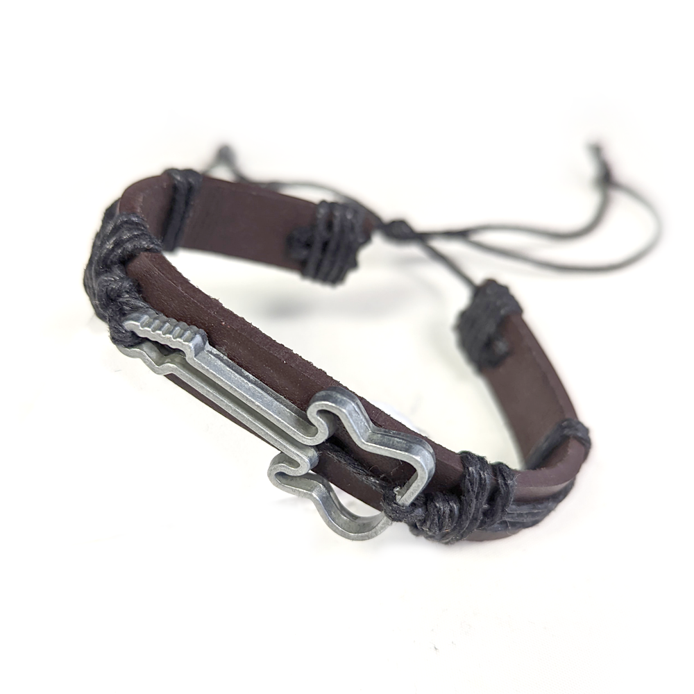 Guitar Leather Bracelet (Unisex) - Brown