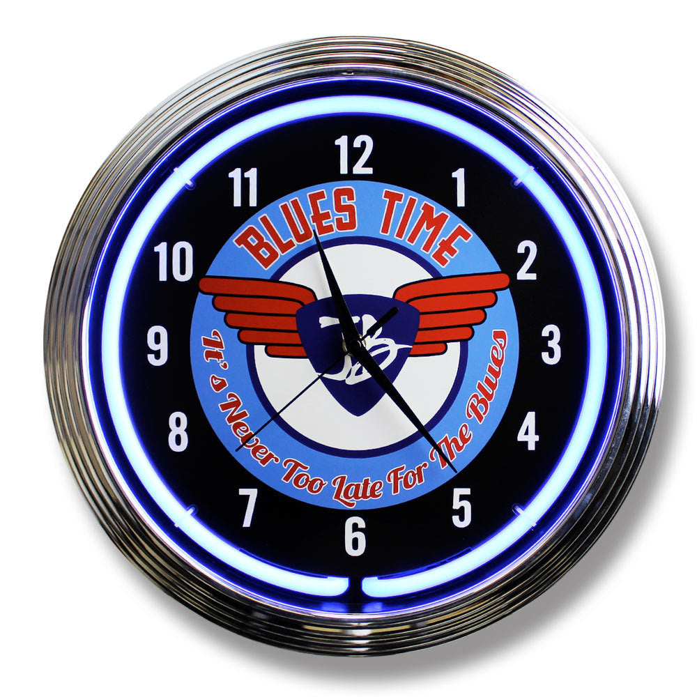It's Blues Time Neon Clock