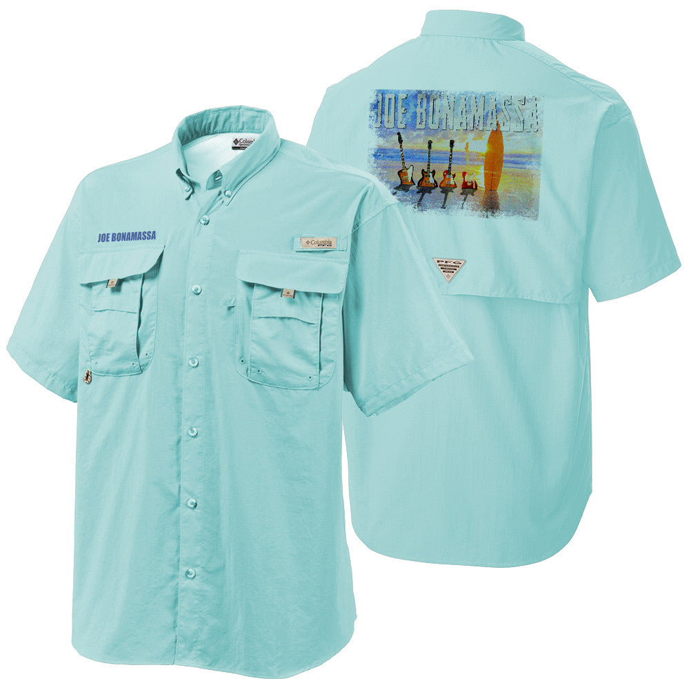 Columbia PFG Fishing Shirt Men's XL Blue Short Sleeve Vented