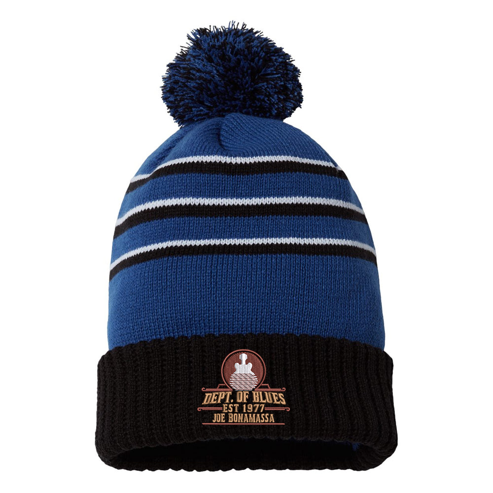 Dept. of Blues Stripe Pom Beanie