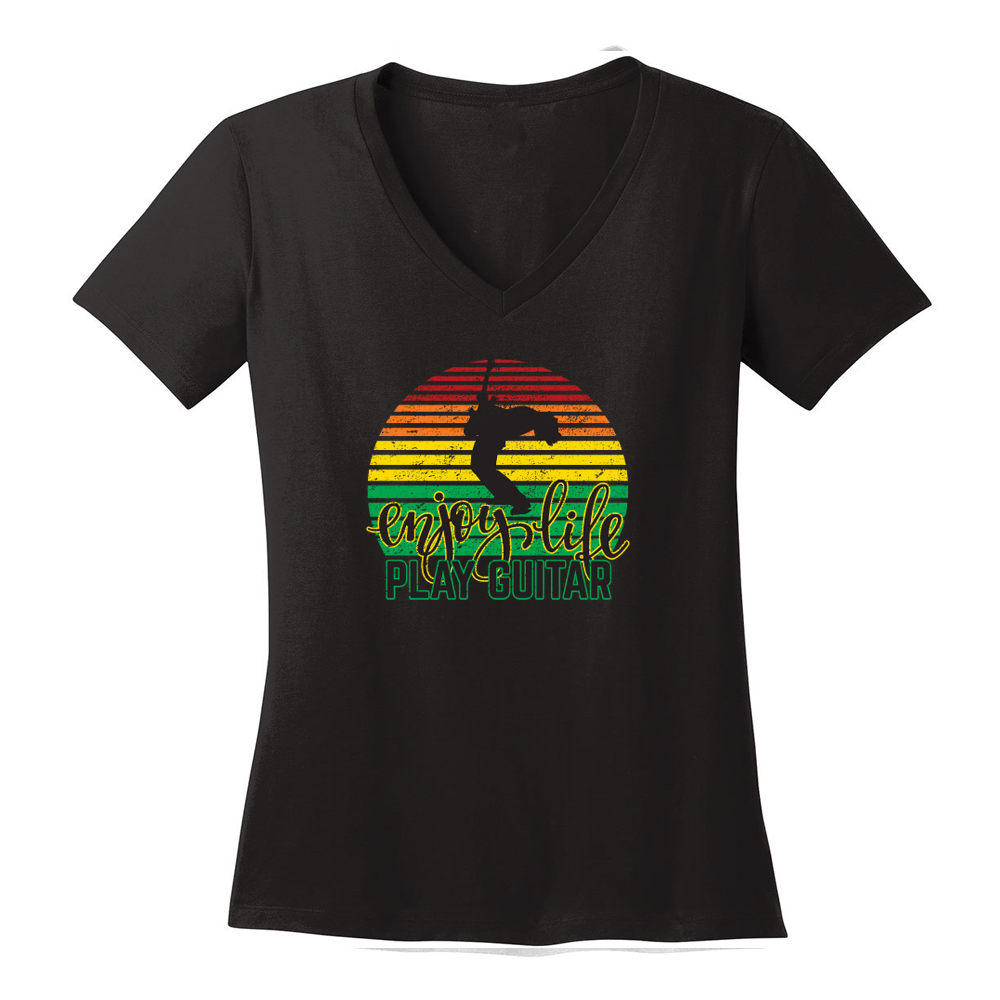 Enjoy Life, Play Guitar V-Neck (Women)