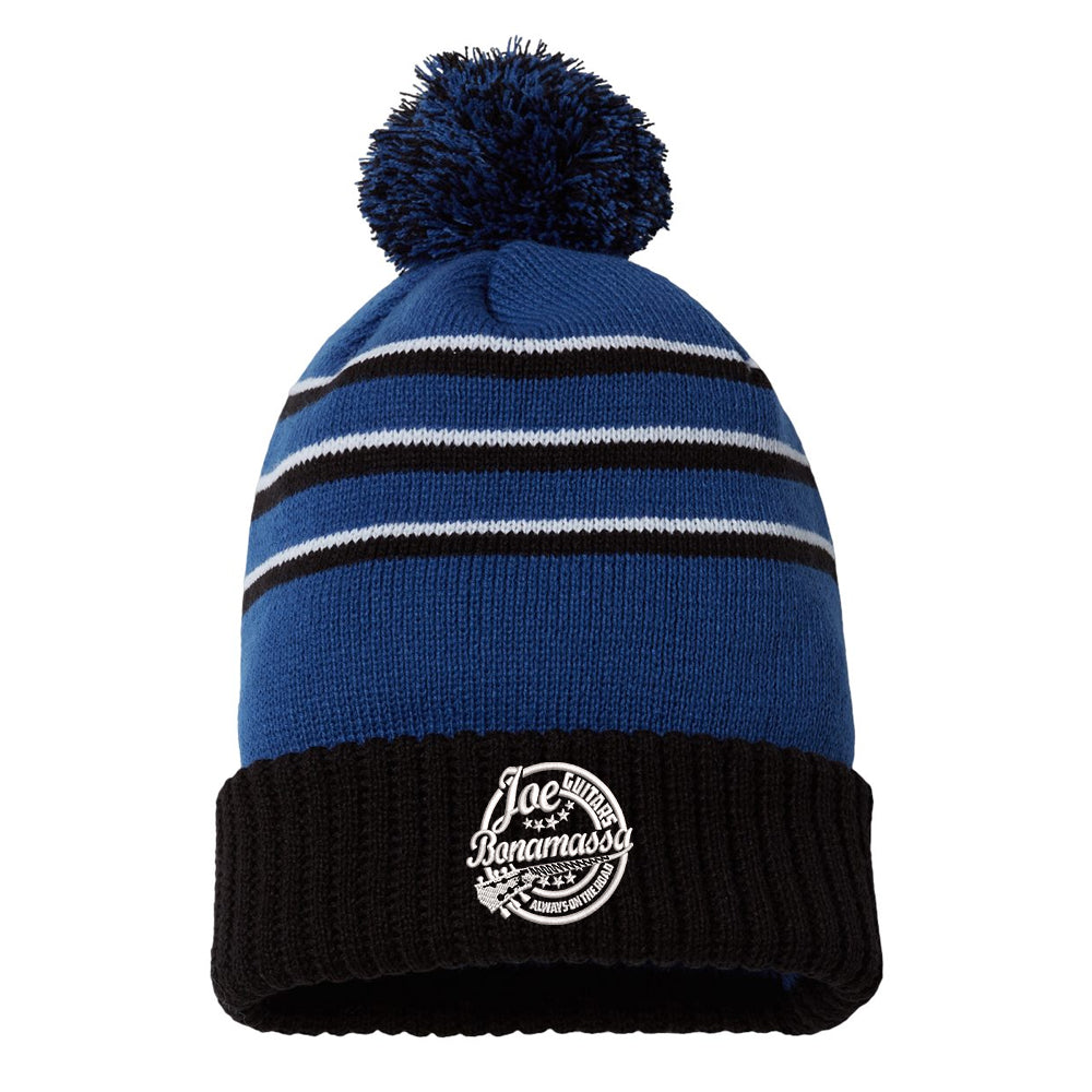 Genuine Blues Stripe Pom Beanie - Royal/Black