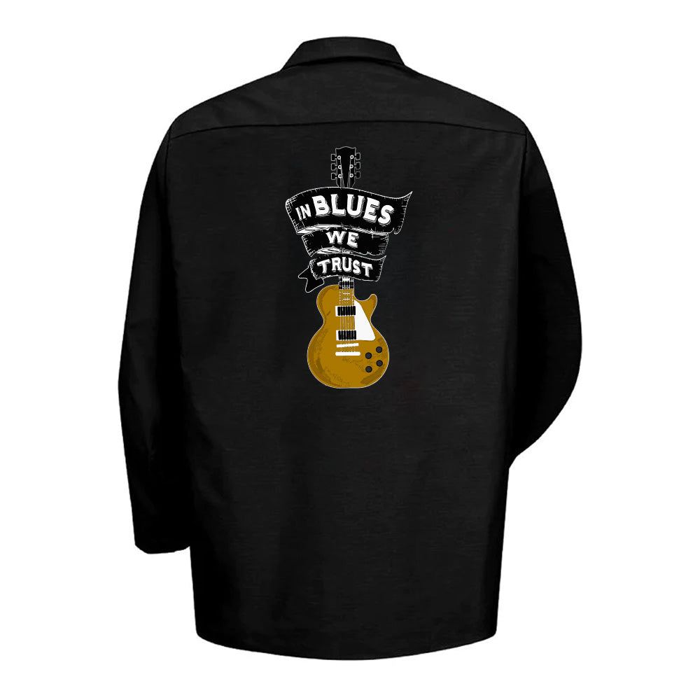 In Blues We Trust Goldtop Back Patch - Dickies Long Sleeve Work Shirt (Men)