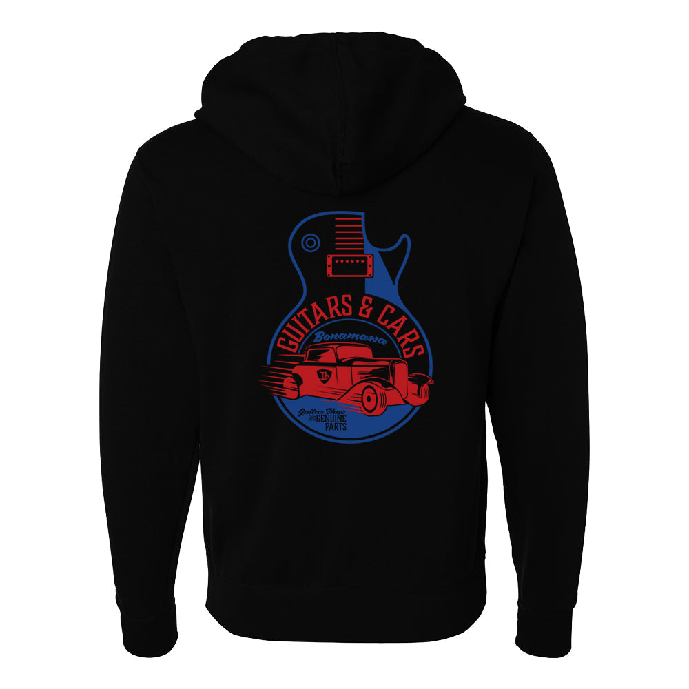 Guitars and Cars Zip-Up Hoodie (Unisex)