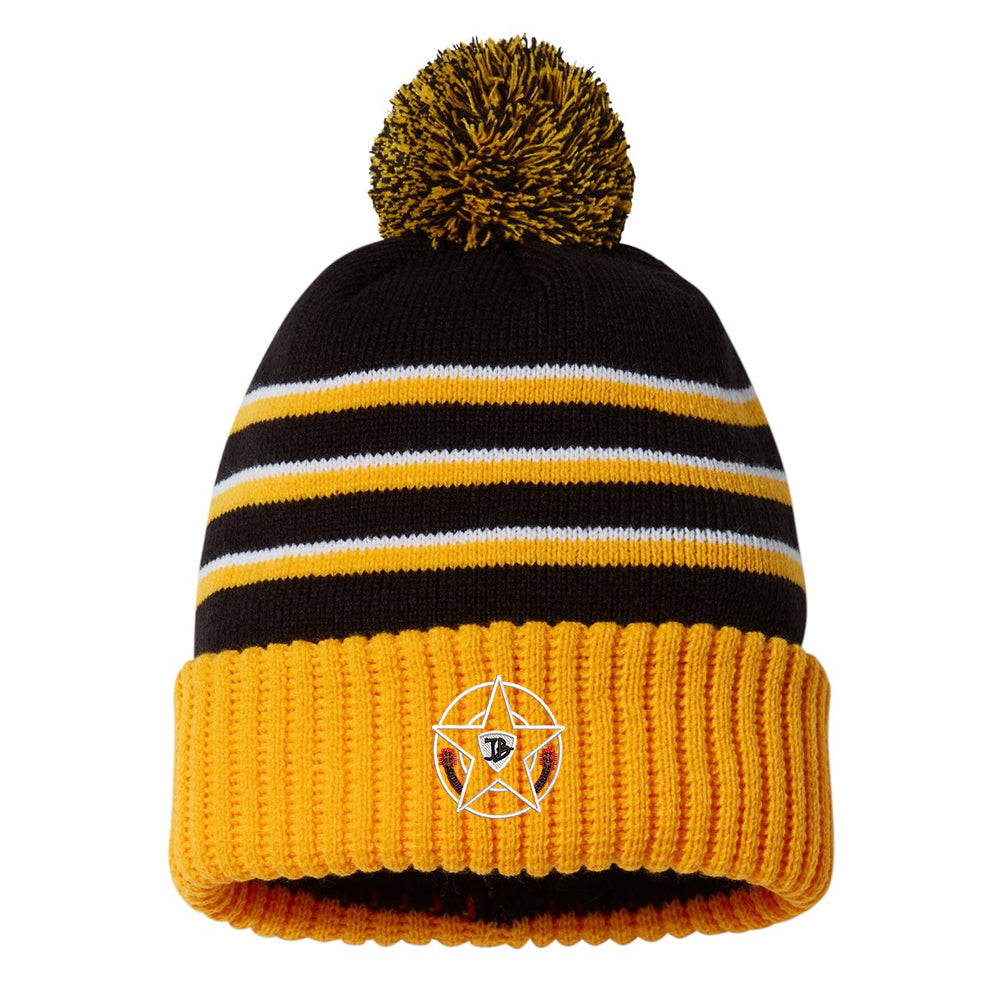 Honorable Blues Stripe Pom Beanie - Black/Gold