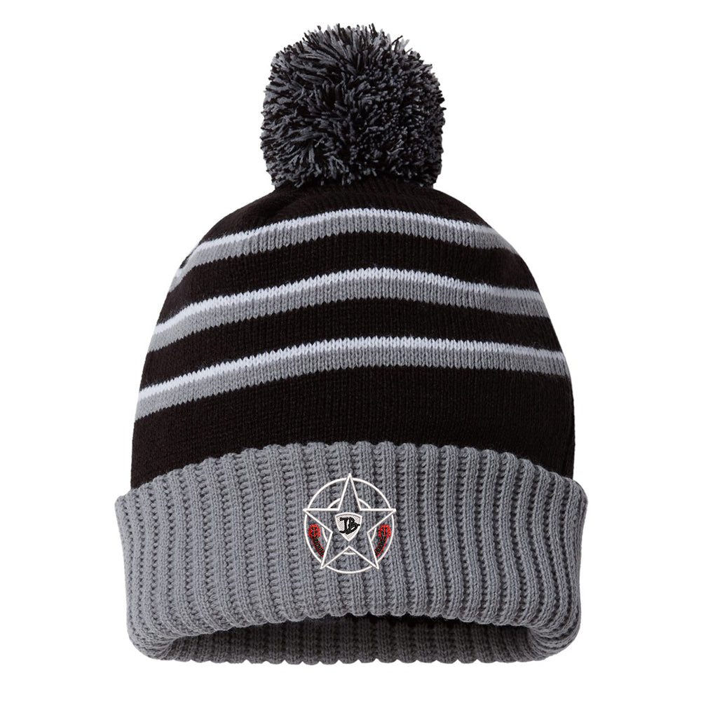 Honorable Blues Stripe Pom Beanie - Black/Grey