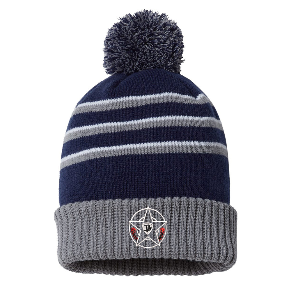 Honorable Blues Stripe Pom Beanie - Navy/Grey