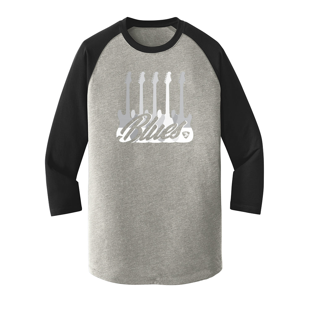 Monochromatic Blues New Era 3/4 Sleeve T-Shirt (Men)