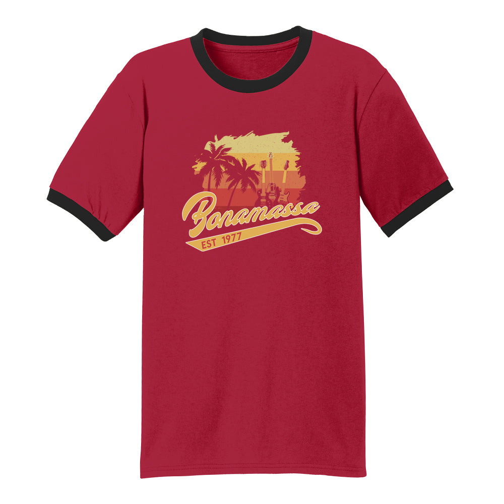 Sunset Tropical Blues Ringer T-Shirt (Unisex)
