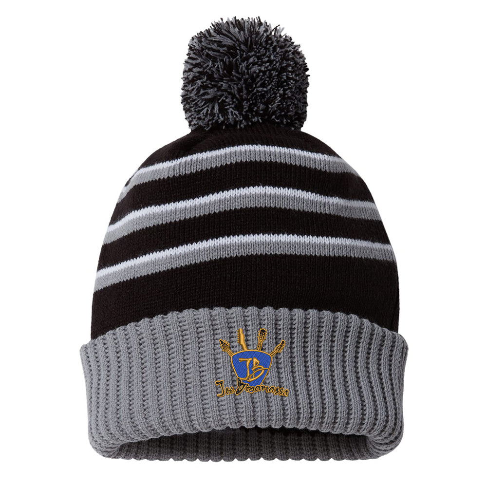 Quadzilla Stripe Pom Beanie - Black/Grey