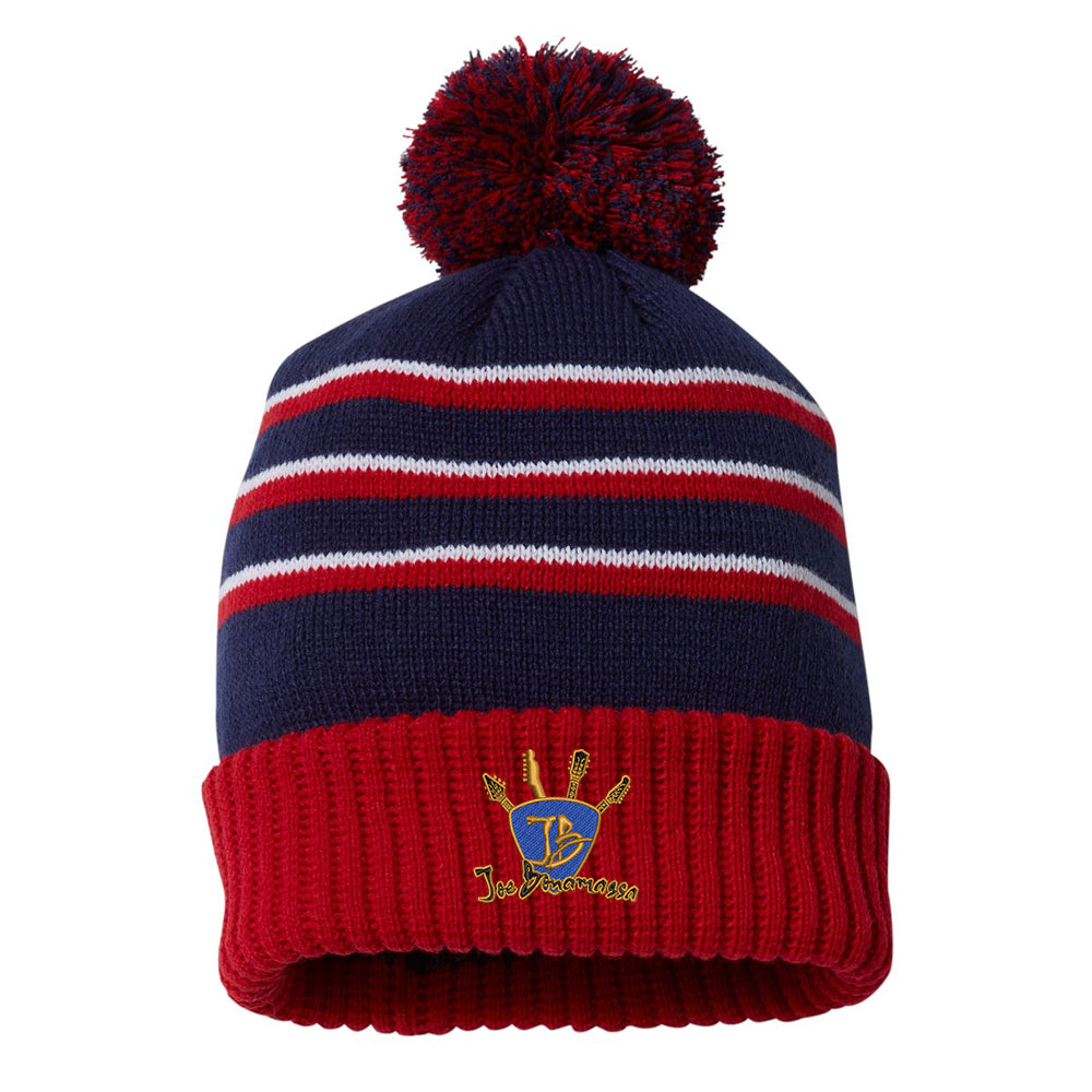 Quadzilla Stripe Pom Beanie - Navy/Red