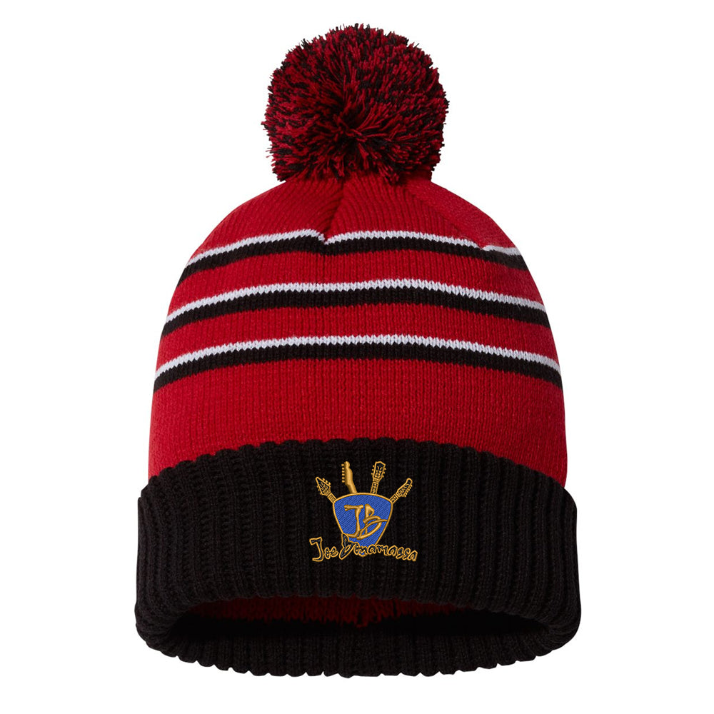Quadzilla Stripe Pom Beanie - Red/Black
