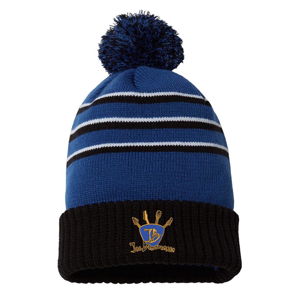 Quadzilla Stripe Pom Beanie - Royal/Black