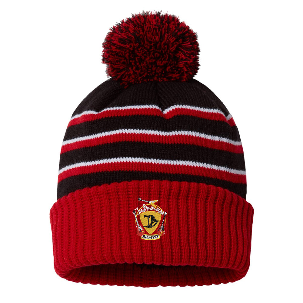 Guitar Trifecta Stripe Pom Beanie - Black/Red
