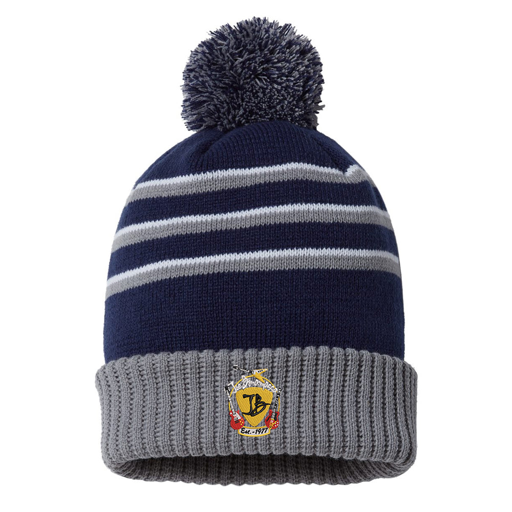 Guitar Trifecta Stripe Pom Beanie - Navy/Grey