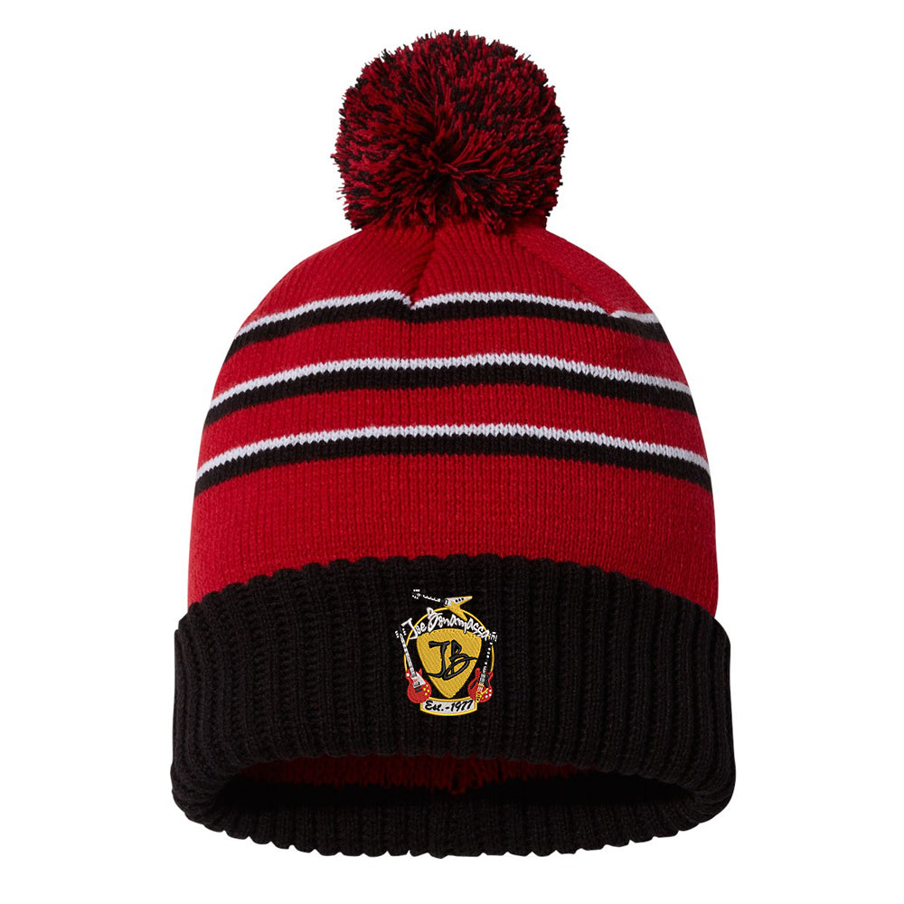Guitar Trifecta Stripe Pom Beanie - Red/Black