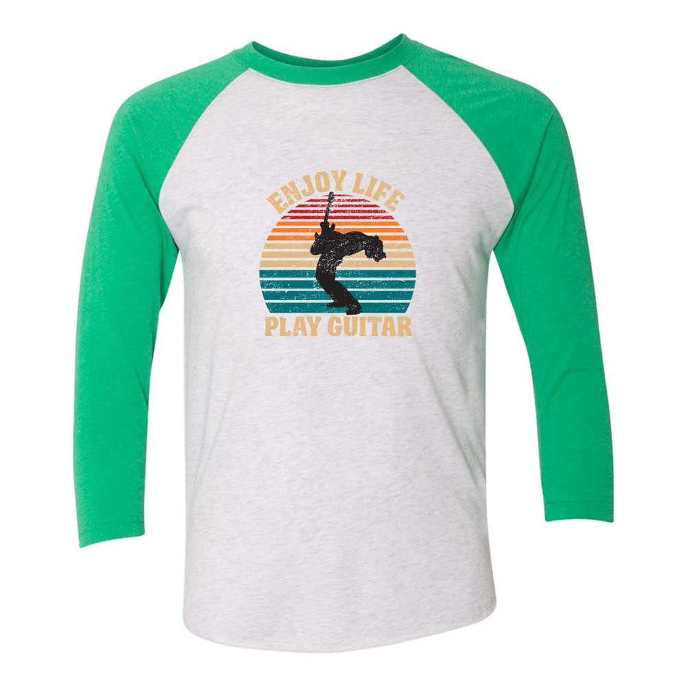 Vintage Enjoy Life, Play Guitar 3/4 Sleeve T-Shirt (Unisex)