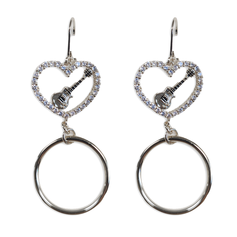 Guitar Heart Drop Earrings