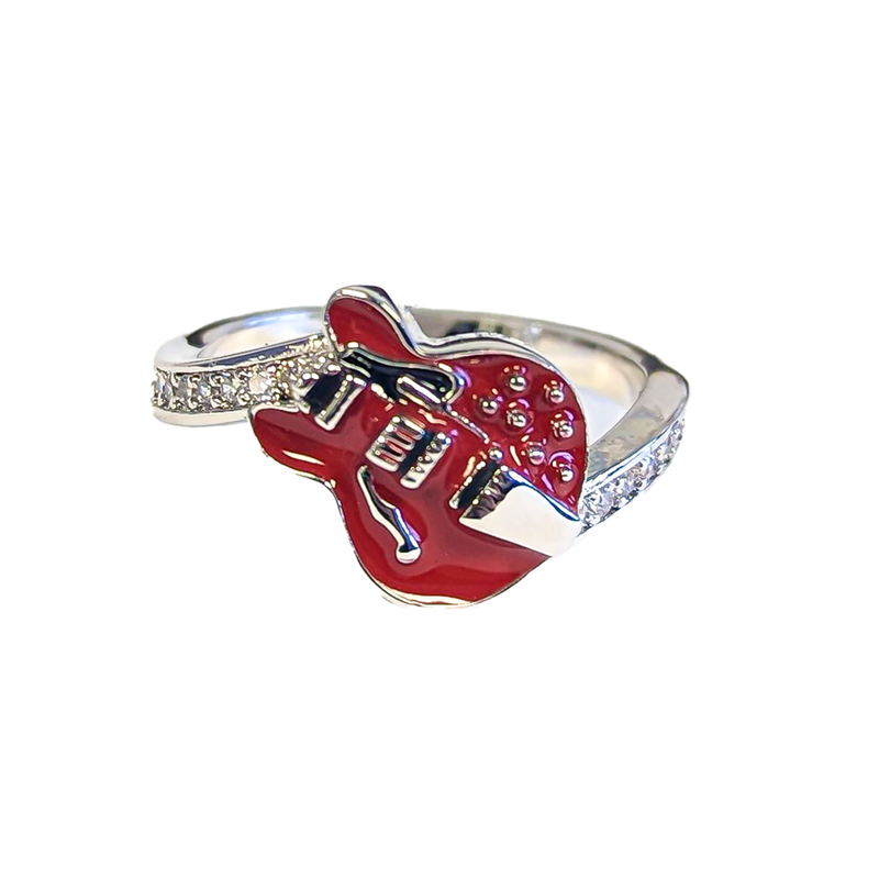 Slanted Red ES Guitar Ring
