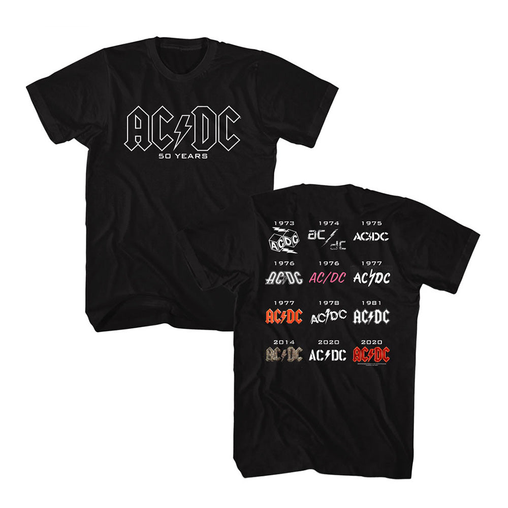 AC/DC - 50 Years Logos T-Shirt (Unisex)