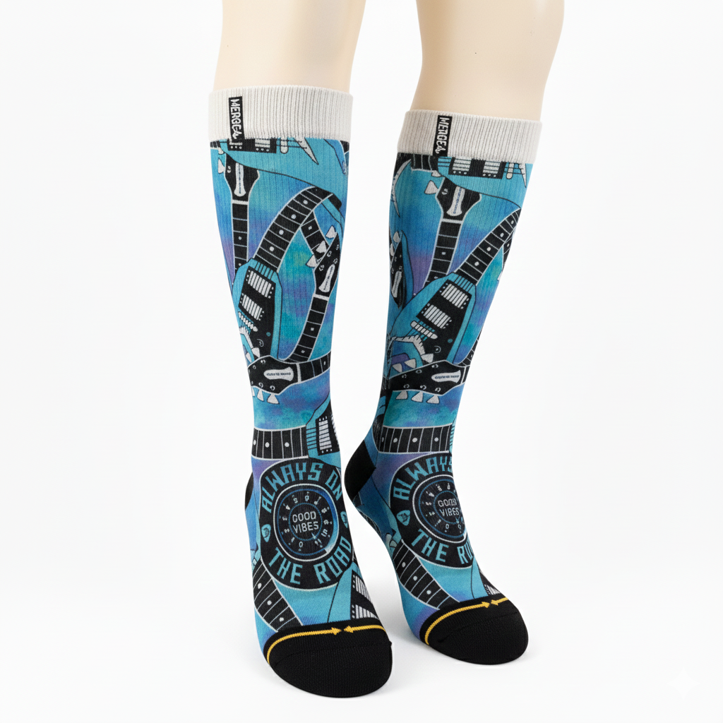 Always On The Road Crew Socks by Merge4 - Multi Blue