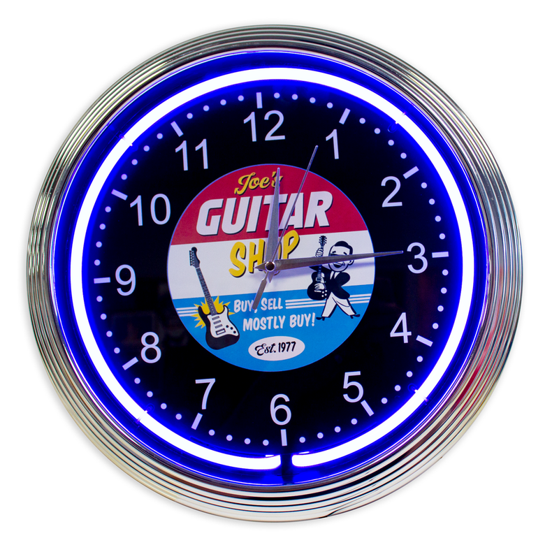 Joe's Guitar Shop Neon Clock