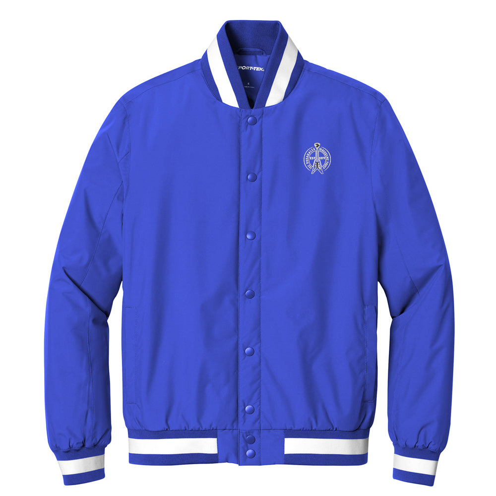 In Blues We Trust Flying V Logo Insulated Varsity Jacket (Men)
